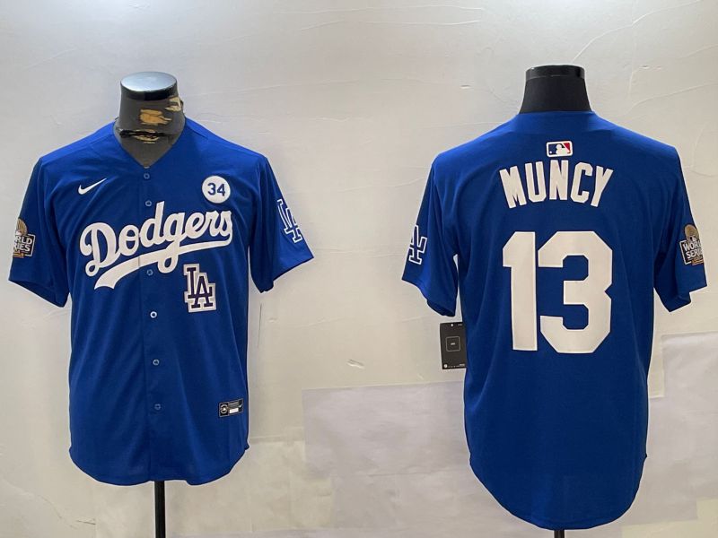 Men Los Angeles Dodgers 13 Muncy Blue Game 2024 Nike MLB Jersey style 11214